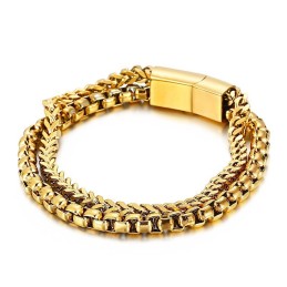 Pulseira Masculina Quadrada Dupla De Titânio