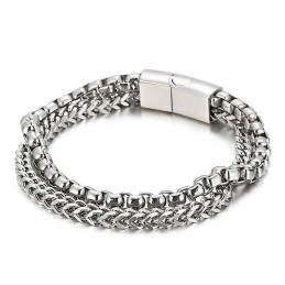Pulseira Masculina Quadrada Dupla De Titânio