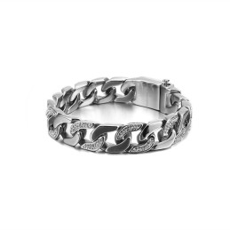 Pulseira Masculina De Titânio Com Diamantes E Hip-Hop Exagerado