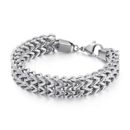 Pulseira De Titânio Com Corrente Overlord Em Formato De V De Camada Dupla Para Homens