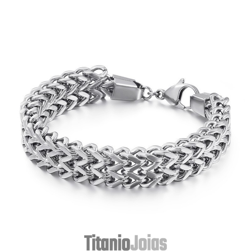 Pulseira De Titânio Com Corrente Overlord Em Formato De V De Camada Dupla Para Homens Pulseira De Titânio Com Corrente Overlord Em Formato De V De Camada Dupla Para Homens