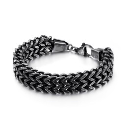 Pulseira De Titânio Com Corrente Overlord Em Formato De V De Camada Dupla Para Homens