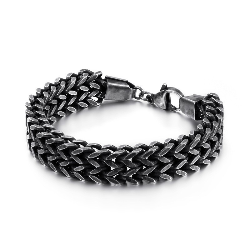 Pulseira De Titânio Com Corrente Overlord Em Formato De V De Camada Dupla Para Homens Pulseira De Titânio Com Corrente Overlord Em Formato De V De Camada Dupla Para Homens