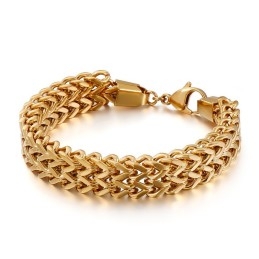 Pulseira De Titânio Com Corrente Dupla V Para Homens
