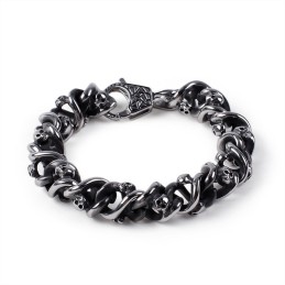 Pulseira Masculina Alternative Chic Pulseira Cool Titanium Skull