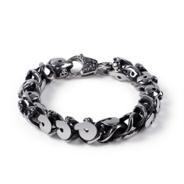 Pulseira Masculina Alternative Chic Pulseira Cool Titanium Skull