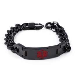 Pulseira Masculina Com Logotipo Médico Vermelho E Joia De Titânio