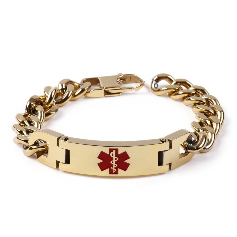 Edição Moda Curva Marca Vermelha Logotipo Médico Pulseira Masculina Joia De Titânio Edição Moda Curva Marca Vermelha Logotipo Médico Pulseira Masculina Joia De Titânio