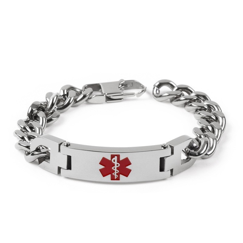 Versão Da Marca Fashion Bend Com Logotipo Médico Vermelho, Pulseira Masculina De Titânio Versão Da Marca Fashion Bend Com Logotipo Médico Vermelho, Pulseira Masculina De Titânio