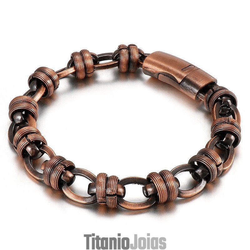 Pulseira Masculina Oval De Bronze Vintage De Titânio Pulseira Masculina Oval De Bronze Vintage De Titânio