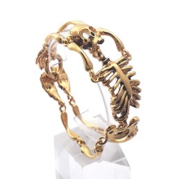 Pulseira De Titânio Vintage Exagerada Com Caveira E Ossos Para Homens