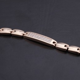 Pulseira De Casal De Titânio Com Pedra De Germânio E Diamantes