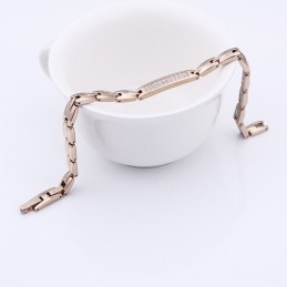 Pulseira De Casal De Titânio Com Pedra De Germânio E Diamantes