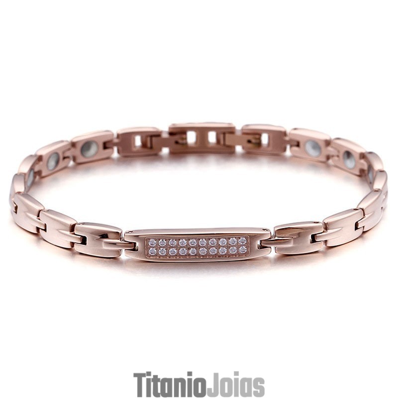 Pulseira De Casal De Titânio Com Pedra De Germânio E Diamantes Pulseira De Casal De Titânio Com Pedra De Germânio E Diamantes