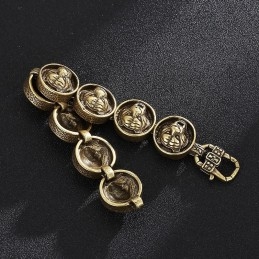 Pulseira Vintage De Titânio Redonda Com Cabeça De Tigre Para Homens