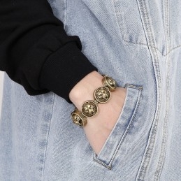 Pulseira Vintage De Titânio Redonda Com Cabeça De Tigre Para Homens
