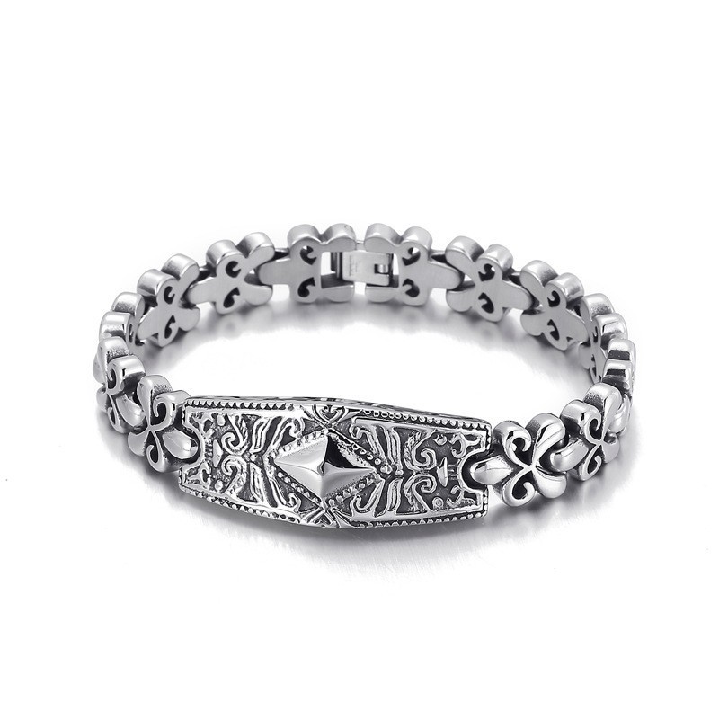 Pulseira De Titânio Em Formato De Diamante Da Marca Fashion Flower Bay Para Homens Pulseira De Titânio Em Formato De Diamante Da Marca Fashion Flower Bay Para Homens