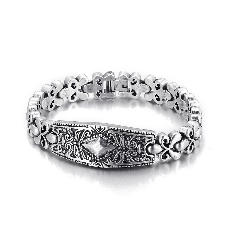 Pulseira De Titânio Em Formato De Diamante Da Marca Fashion Flower Bay Para Homens Pulseira De Titânio Em Formato De Diamante Da Marca Fashion Flower Bay Para Homens