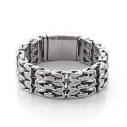 Pulseira Masculina De Titânio Vazada Em Formato De V