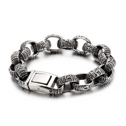 Pulseira Quadrada De Titânio Com Cabeça De Buda Para Homens