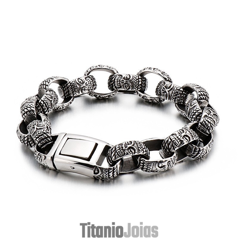 Pulseira Quadrada De Titânio Com Cabeça De Buda Para Homens Pulseira Quadrada De Titânio Com Cabeça De Buda Para Homens