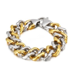 Pulseiras Masculinas De Ouro Intercalado Com Quatro Lados E Joias De Moagem
