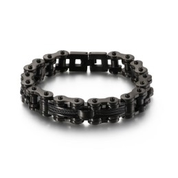 Pulseira Masculina De Titânio Tide Com Corrente Rock Biker