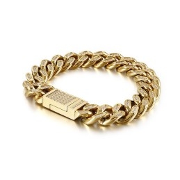Pulseiras Masculinas De Titânio Estilo Hip-Hop Com Diamantes