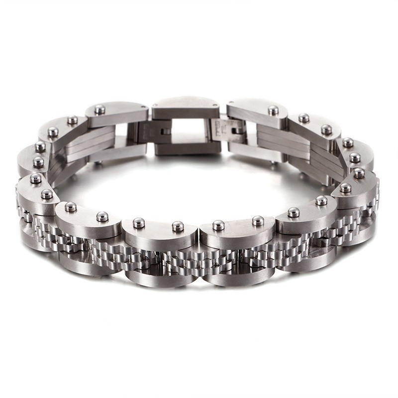 Pulseira Masculina Com Corrente De Bicicleta De Titânio Com Alça Pulseira Masculina Com Corrente De Bicicleta De Titânio Com Alça