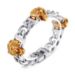 Pulseira De Cabeça De Leão Pulseira De Hip Hop Street Dance Masculino Joia De Titânio