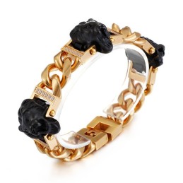 Pulseira De Cabeça De Leão Pulseira De Hip Hop Street Dance Masculino Joia De Titânio