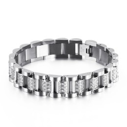 Pulseira Masculina De Titânio Com Conjunto De Diamantes Pulseira Masculina De Titânio