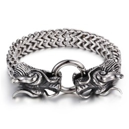 Pulseira Masculina Multicamadas Cool Double Dragon Com Fecho De Torneira