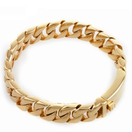 Pulseira De Titânio Masculina Banhada A Ouro Eletrodepositada Da Moda