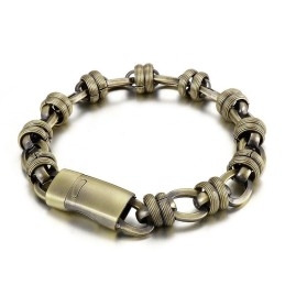 Pulseira Masculina Oval De Bronze Vintage De Titânio