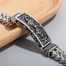 Pulseira Masculina De Titânio Com Padrão De Moda E Curva