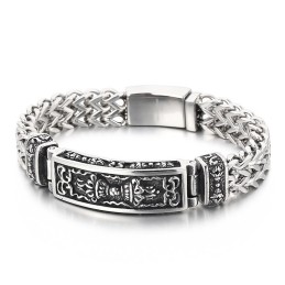 Pulseira Masculina De Titânio Com Padrão De Moda E Curva