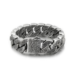 Pulseira De Titânio Com Padrão De Fundição Para Homens