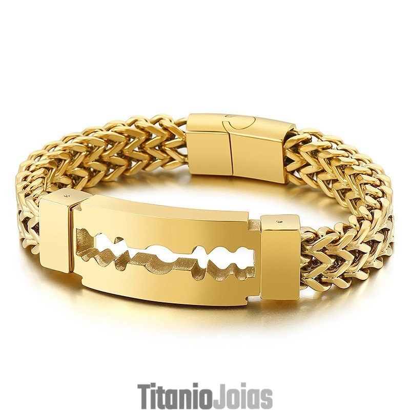 Pulseira De Titânio Banhada A Vácuo Blade Bend Para Homens Pulseira De Titânio Banhada A Vácuo Blade Bend Para Homens