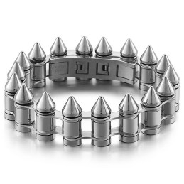 Pulseira De Motociclista De Titânio Com Cabeça De Bala Da Moda Para Homens