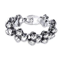 Pulseira Masculina De Titânio Com Caveira