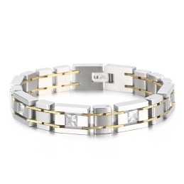 Pulseira De Titânio Com Diamantes Para Presente De Aniversário Da Moda Para Homens
