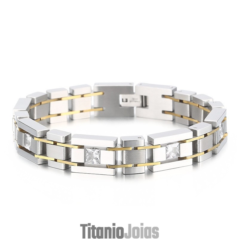 Pulseira De Titânio Com Diamantes Para Presente De Aniversário Da Moda Para Homens Pulseira De Titânio Com Diamantes Para Presente De Aniversário Da Moda Para Homens
