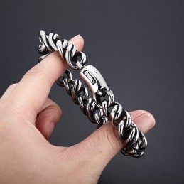 Pulseira Masculina De Titânio Polido Com Fecho De Pressão Para Presente