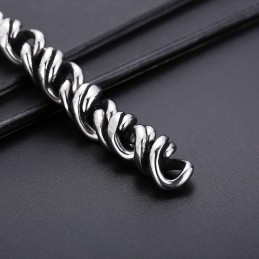 Pulseira Masculina De Titânio Polido Com Fecho De Pressão Para Presente