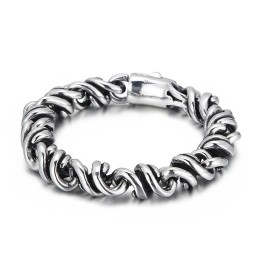 Pulseira Masculina De Titânio Polido Com Fecho De Pressão Para Presente