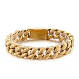 Pulseira Masculina De Titânio 18K Banhada A Vácuo