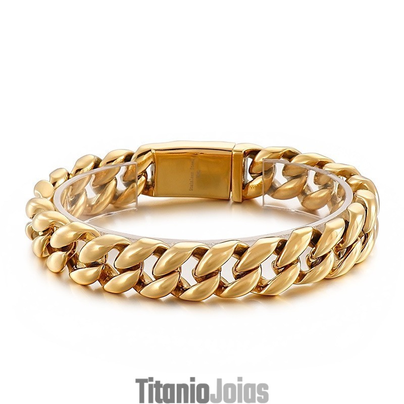 Pulseira Masculina De Titânio 18K Banhada A Vácuo Pulseira Masculina De Titânio 18K Banhada A Vácuo