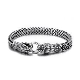 Pulseira De Titânio Com Cobra De Duas Cabeças Vintage E Estilosa Para Homens