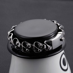 Pulseira De Titânio Com Caveira Estilosa E Estilosa Para Homens